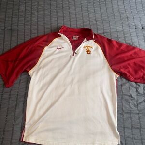 Nike USC Trojans Short Sleeve Quarter-Zip – Red & White – Size Large